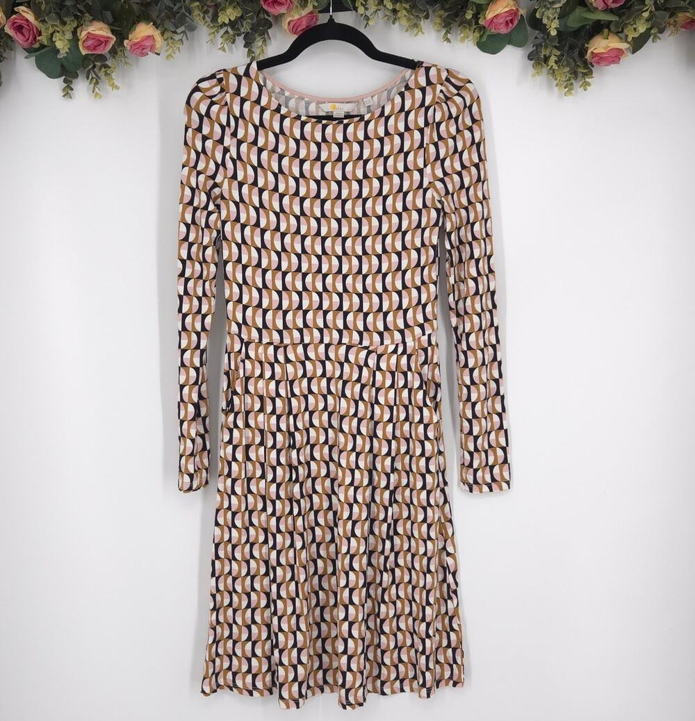 Boden Francesca White Pink Black Dream Cloud Jersey Dress Size 2
